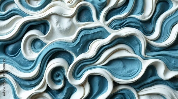 Obraz Textured Cream Abstract Art, Digital Abstract Art with Flowing Layers.
