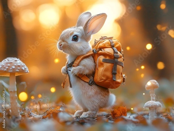 Obraz Adventurous Bunny in a Magical Autumn Forest