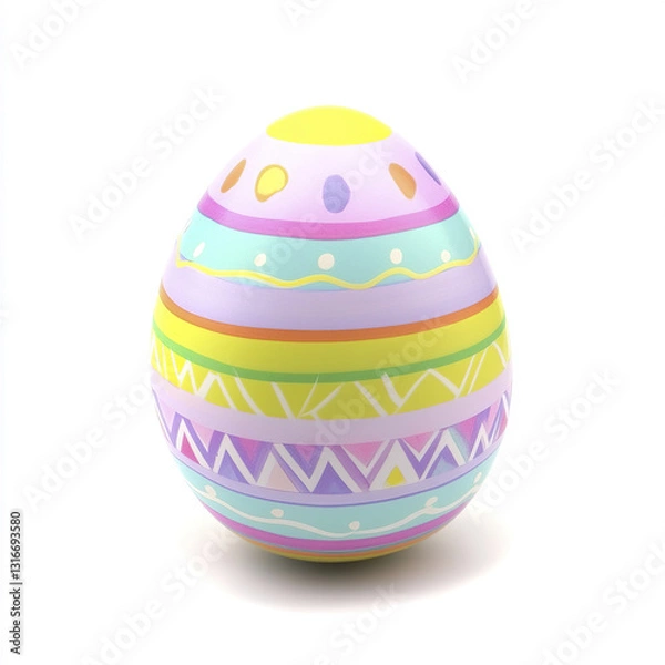 Obraz Colorful Easter egg with pastel patterns on white background