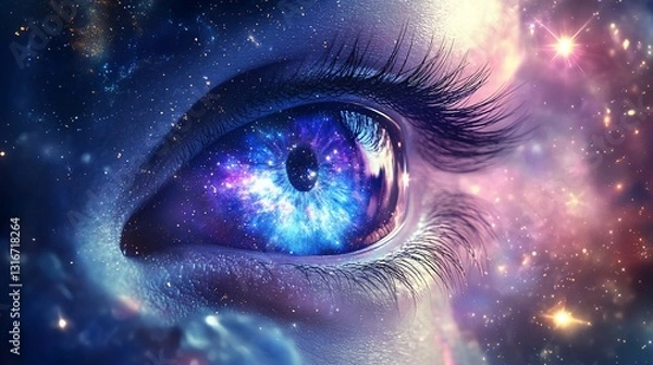 Obraz Cosmic eye, nebula reflected, vibrant hues