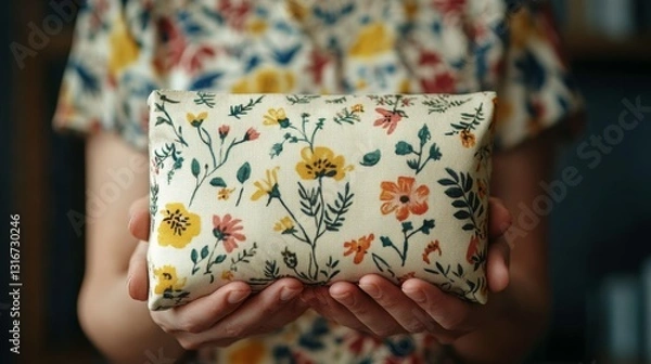 Obraz Floral Pouch Held, Woman's Hands