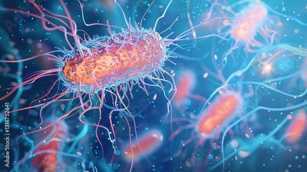 Fototapeta "Microscopic Blue Bacteria"