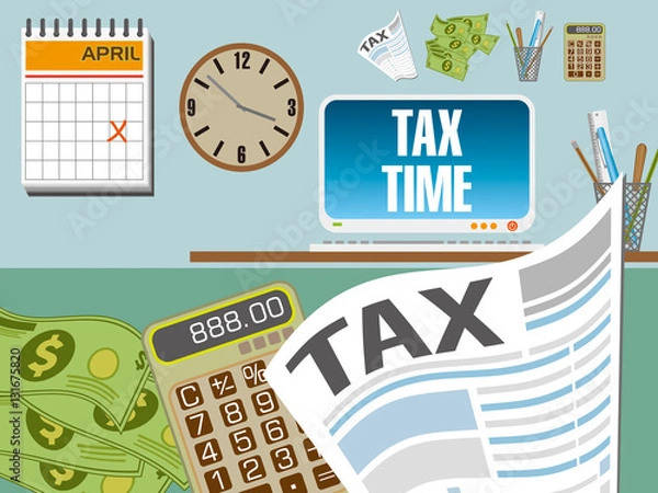 Obraz Tax Preparation for tax season with graphic elements