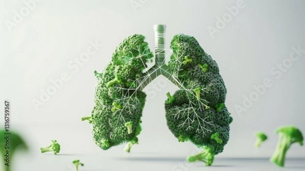 Fototapeta "Human Lung Anatomy with Broccoli Visualization"
