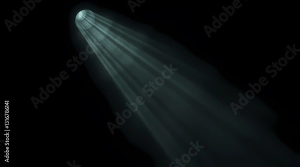 Fototapeta Beam of Light in Darkness: A solitary beam of ethereal light pierces the darkness, creating a dramatic and captivating visual effect. The rays emanate from an unseen source.