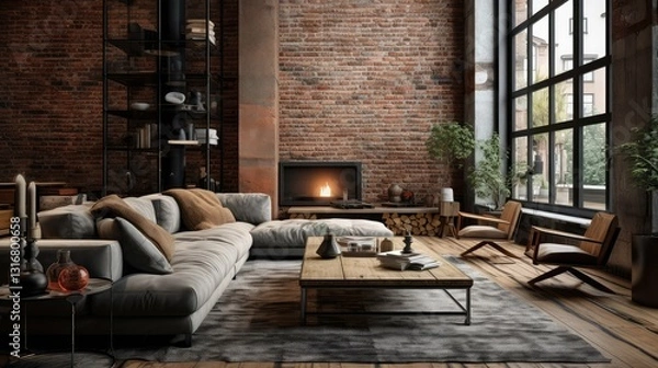 Fototapeta cozy brick interior
