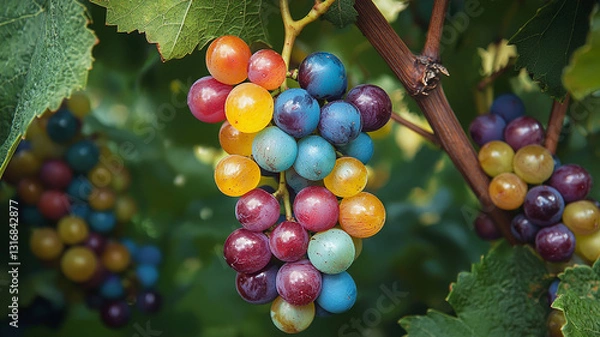 Obraz Multicolored Grapes on a Vine