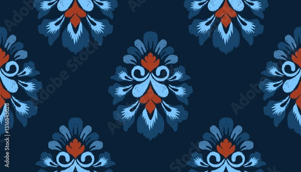 Fototapeta geometric ethnic vintage texture vector art design. textile fashion pattern line ikat seamless pattern and batik fabric texture asian background wallpaper geometry indian. Ethnic abstract ikat art .
