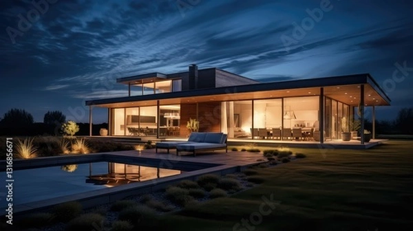 Fototapeta architecture modern house night