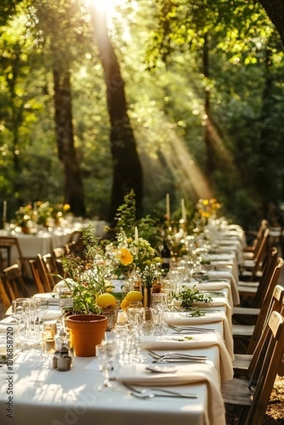 Fototapeta wedding table decoration generative AI