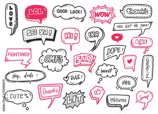 Fototapeta Cute speech bubble doodle set