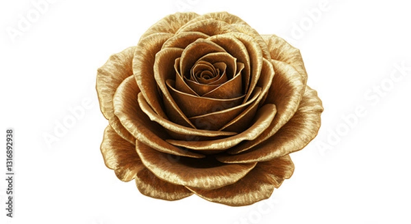 Obraz Elegant Gold Rose Blossom Isolated on White Backdrop for Design