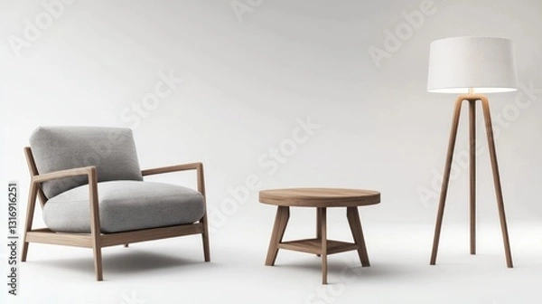 Fototapeta Modern minimalist living room set
