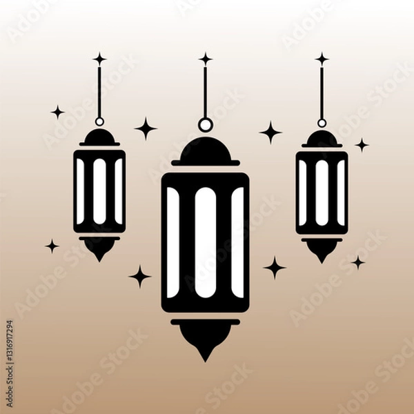 Obraz Muslim Ramadan Lantern logo, gradient color background