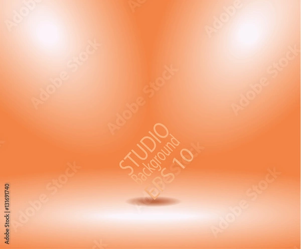 Obraz Orange studio room backdrop background soft light. Mock up templ