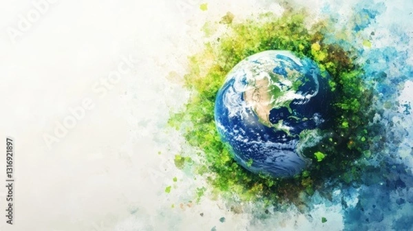 Obraz Creative earth design with abstract green and blue splash effect