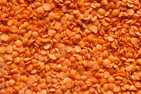 Obraz Red lentils, close-up, macro view. Red lentil background