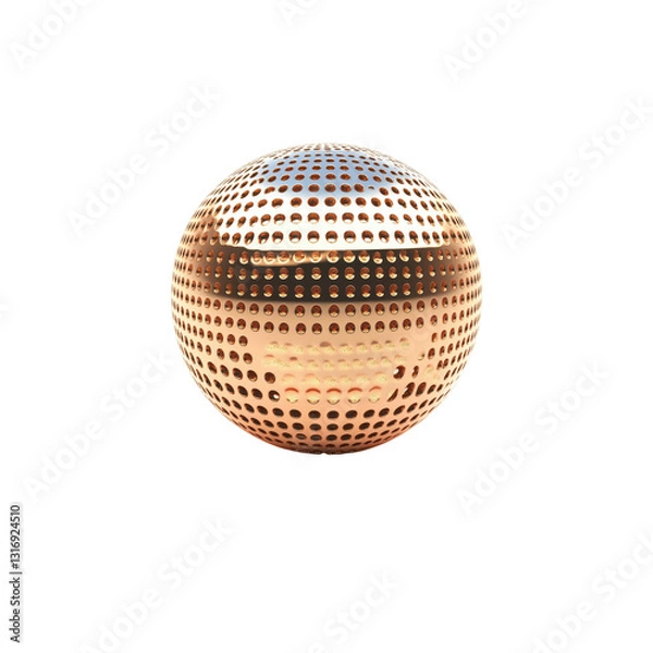 Fototapeta Abstract Copper Sphere with Perforated Surface - 3D Render