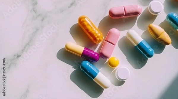 Obraz Close-Up of Colorful Pills and Capsules.