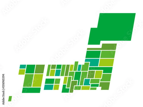 Fototapeta 直線で表現したシンプルな日本地図