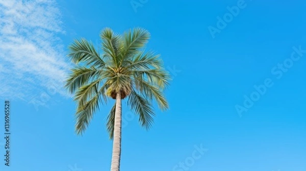 Fototapeta tropical palm trees blue sky