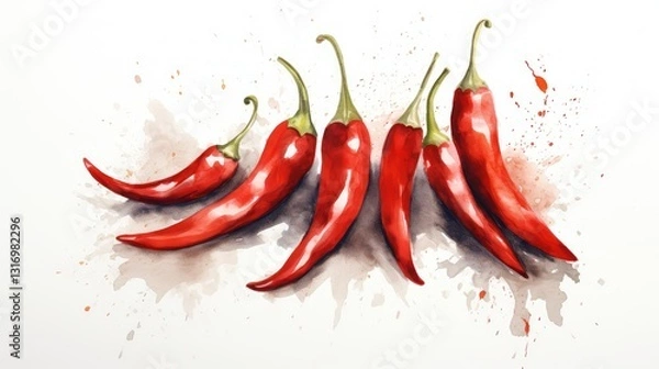 Obraz black hot peppers white background