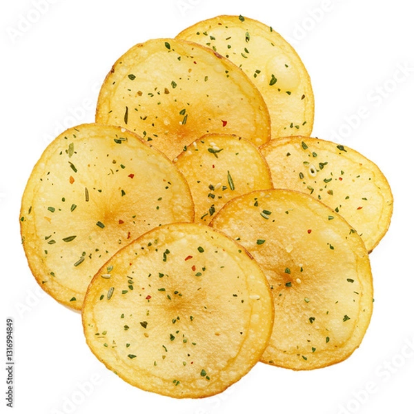Fototapeta Potato chips crunchy and flavorful, perfect for snacking at any time.
