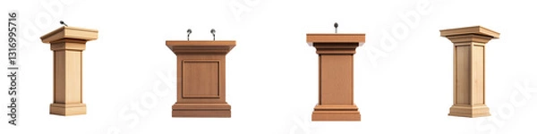 Fototapeta set of An empty stage, a stage without light, a stage without light, a stage without a story, a stage waiting to be performed, on a transparent backgrounds