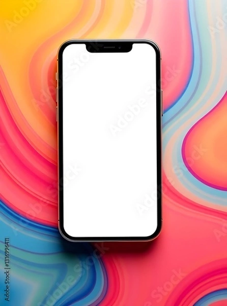 Fototapeta Realistic Smartphone Mockup Illustration with Isolated white screen 28