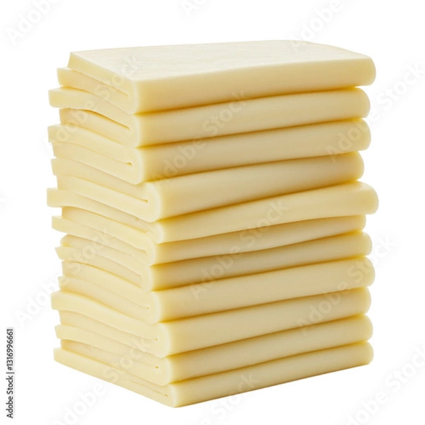 Fototapeta Slices of cheese available for snacking and enhancing dishes.