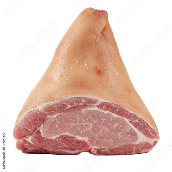 Fototapeta Fresh pork leg cut available at the butcher for various recipes.