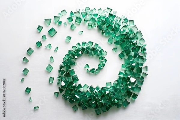 Fototapeta Swirling emerald shards create a mesmerizing pattern of nature's beauty on a delicate background