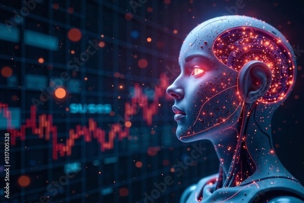 Fototapeta Business operations management system with AI generative insights, business performance monitoring, predictive analytics