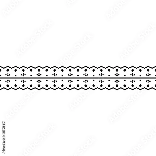 Fototapeta Stripes Ikat Aztec-inspired seamless pattern in black and white. A bold ethnic vector design with intricate geometric motifs, perfect for textiles, wallpapers, and digital projects. EPS10