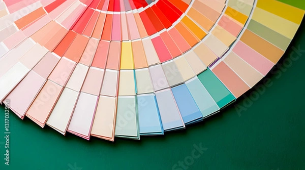 Fototapeta Vibrant Color Palette Swatches Arranged On A Green Background For Design Inspiration