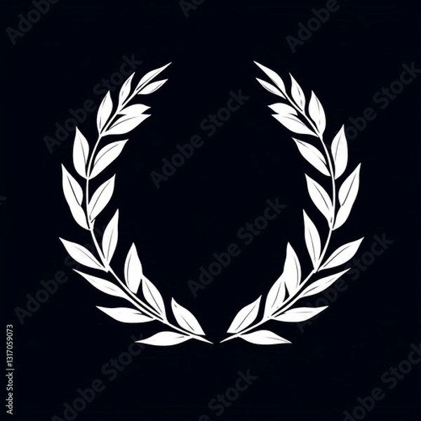 Fototapeta A gold laurel wreath vector icon signifies victory and award with its decorative leaf design