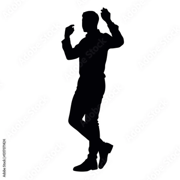 Fototapeta Silhouette of a man dancing with flamboyant gestures without a background