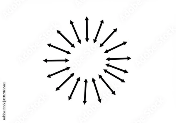 Fototapeta black arrows radiating outward, circular pattern, simple graphic design, minimalist illustration, symmetrical composition