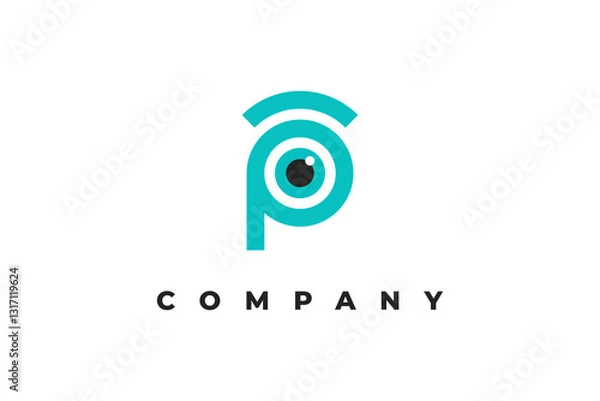 Obraz letter p and eye logo design