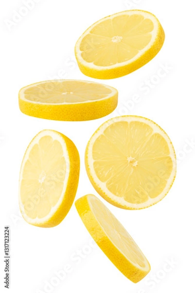 Fototapeta Falling Lemon cutout, full depth of field.