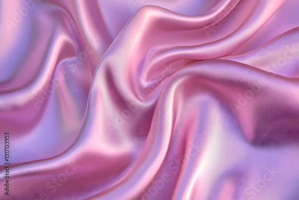 Fototapeta Top view of plain or pink satin fabric with a shiny, reflective and smooth surface.