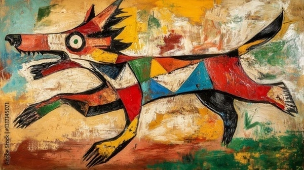 Fototapeta The geometric beast running wildly