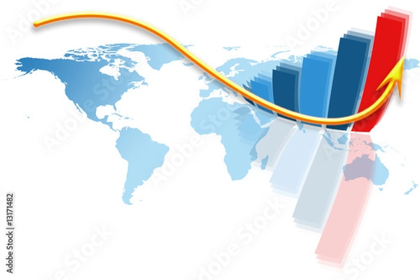 Obraz World map graph and arrow concept