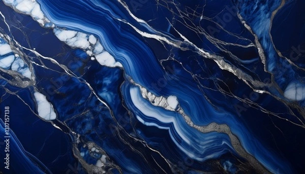 Obraz royal navy marble background with deep blue tones and shimmering silver veins regal sophistication