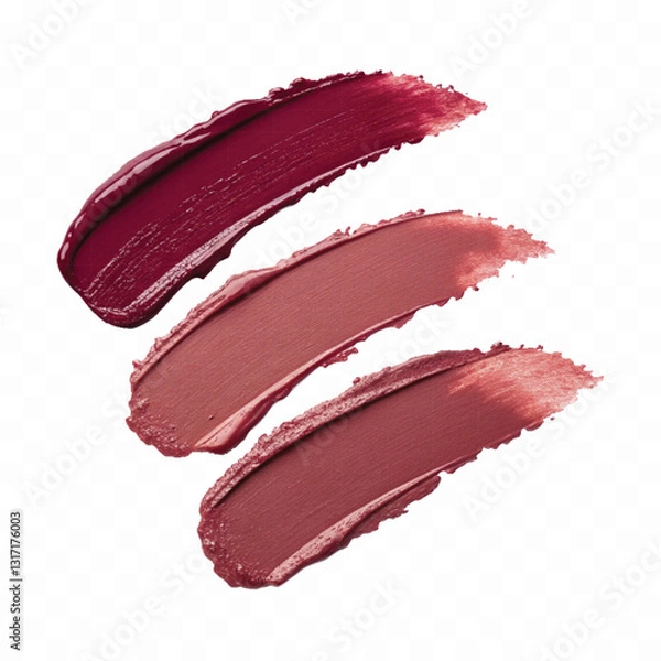 Fototapeta abstract 3d smeared shiny lipstick or paint swatch in different colour style isolated on white background
