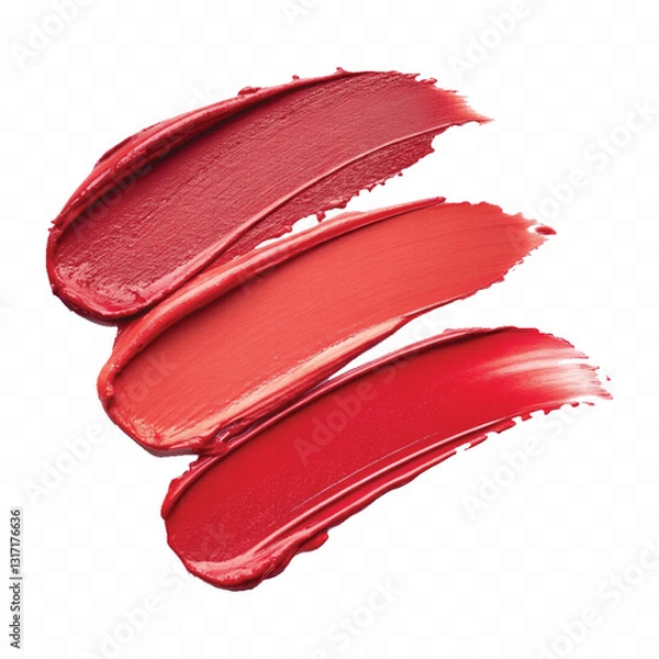 Fototapeta abstract 3d smeared shiny lipstick or paint swatch in different colour style isolated on white background
