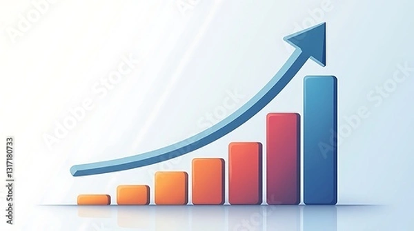 Fototapeta A Powerful Upward Trend Showcasing Significant Growth And Progress, Depicted With Vibrant Color Gradients And A Dynamic Arrow