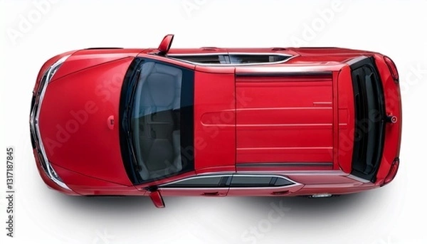 Obraz red suv top view isolated on transparent or white background
