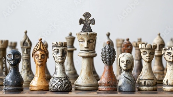 Fototapeta Professional Array of Chessmen Image for Strategy and Game Analysis