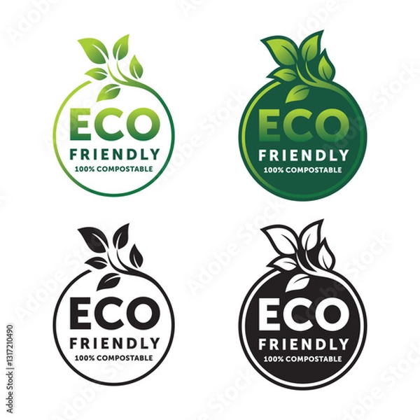 Fototapeta Eco Friendly 100% Compostable Logos